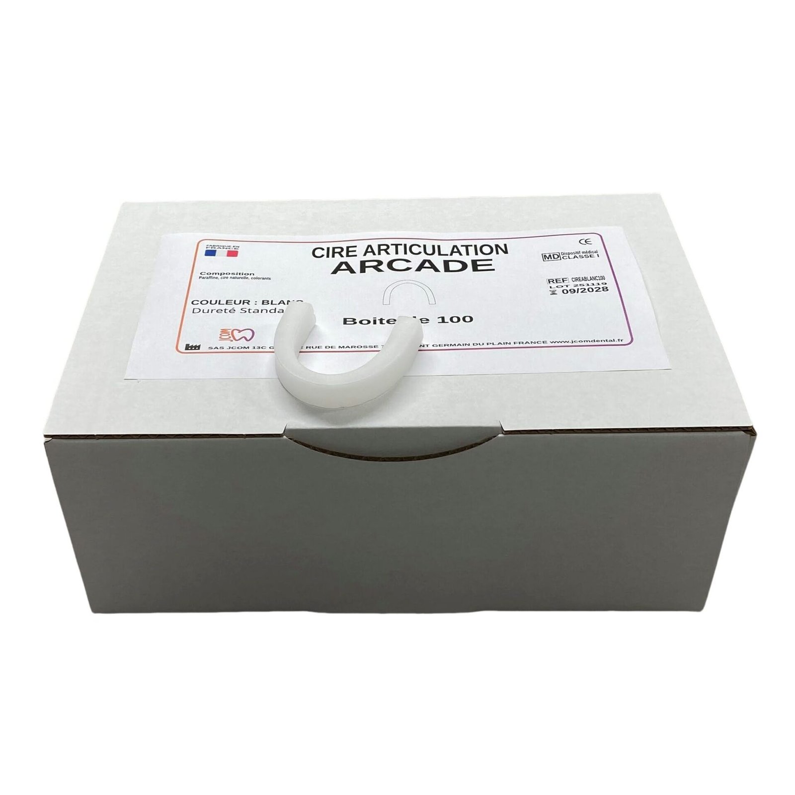 Cire arcade blanche fabriquée par JCOM DENTAL