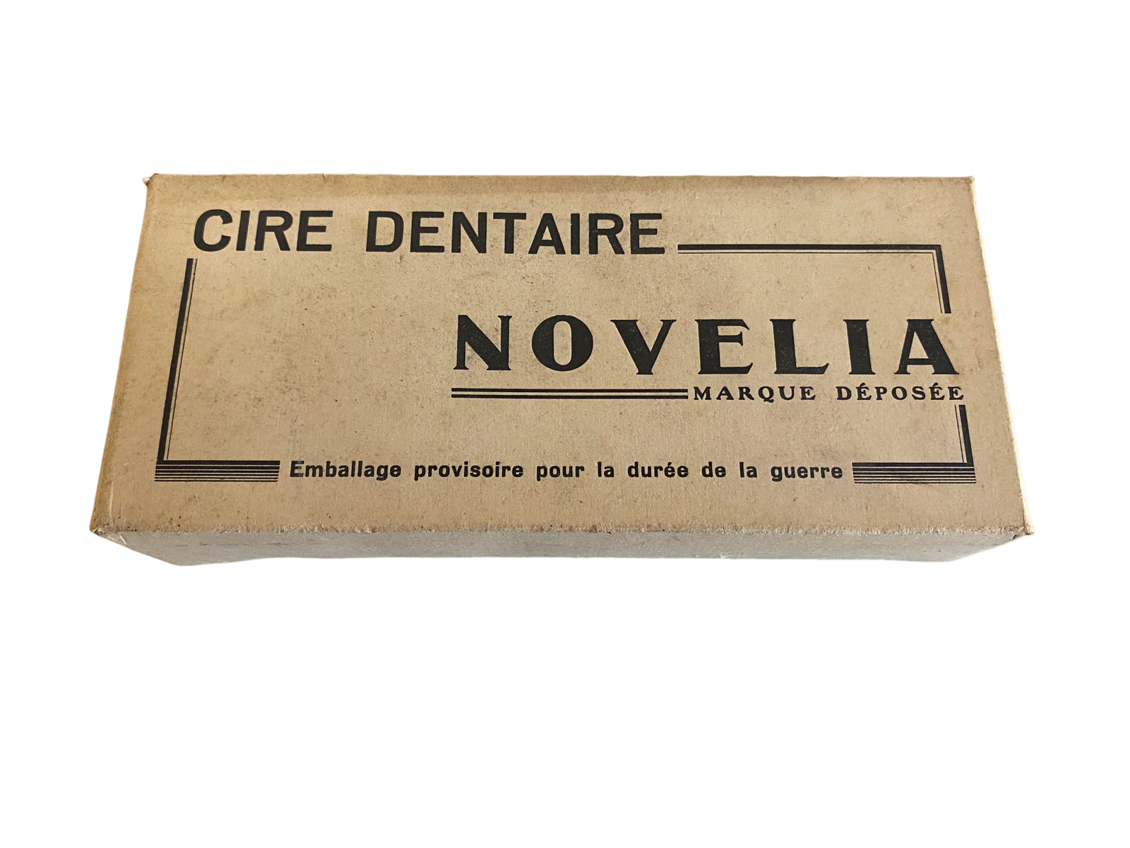 Emballage provisoire de cire dentaire Novelia utilisé pendant la guerre